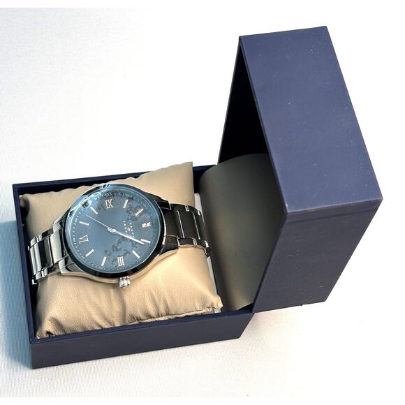 JOSEPH ABBOUD Men’s Stainless-Steel Link Bracelet Watch Black Dial AB5/5170TT - Picture 6 of 7